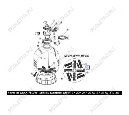 Дюзовая коробка для фильтров Aquaviva MFV27/31/35 (89012516)