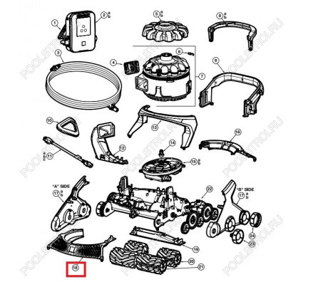 Передняя накладка корпуса для пылесоса Hayward AquaVac 600 и 650 (RCX361318236)
